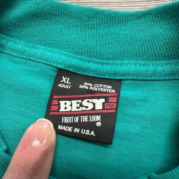 Vintage 90s Akron Beacon Journal Ohio Teal Mens XL Single Stitch Tee T-Shirt - Picture 5 of 9